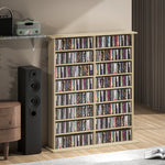 Cd Storage Unit Dvd Tower Blu-ray Storage Shelf For Office | Large | Natural