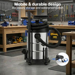 Wet Dry Vacuums Cleaner 30l Wheeled Powerful Compact Cleaning Handheld | Silver