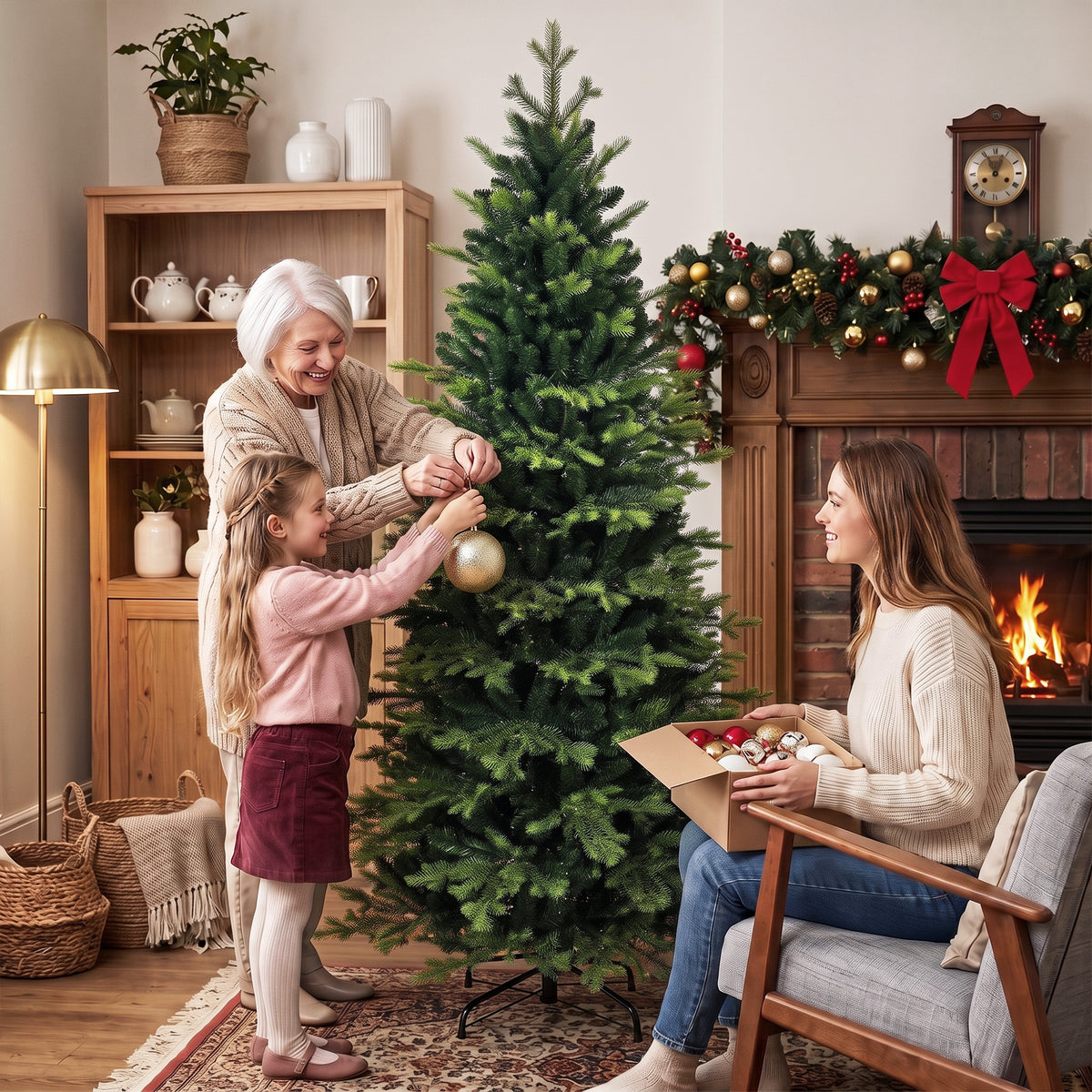 HOMCOM Geneva Fir Hinged Xmas Tree With Branch Tips