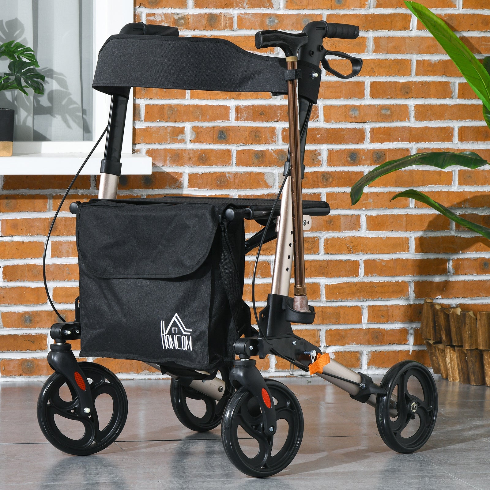 4 Wheel Rollator Walker With Seat And Bags Adjustable | One Size | Gold