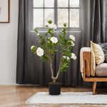 Artificial Camellia Plant Realistic Fake Tree Potted Home Office 90cm White
