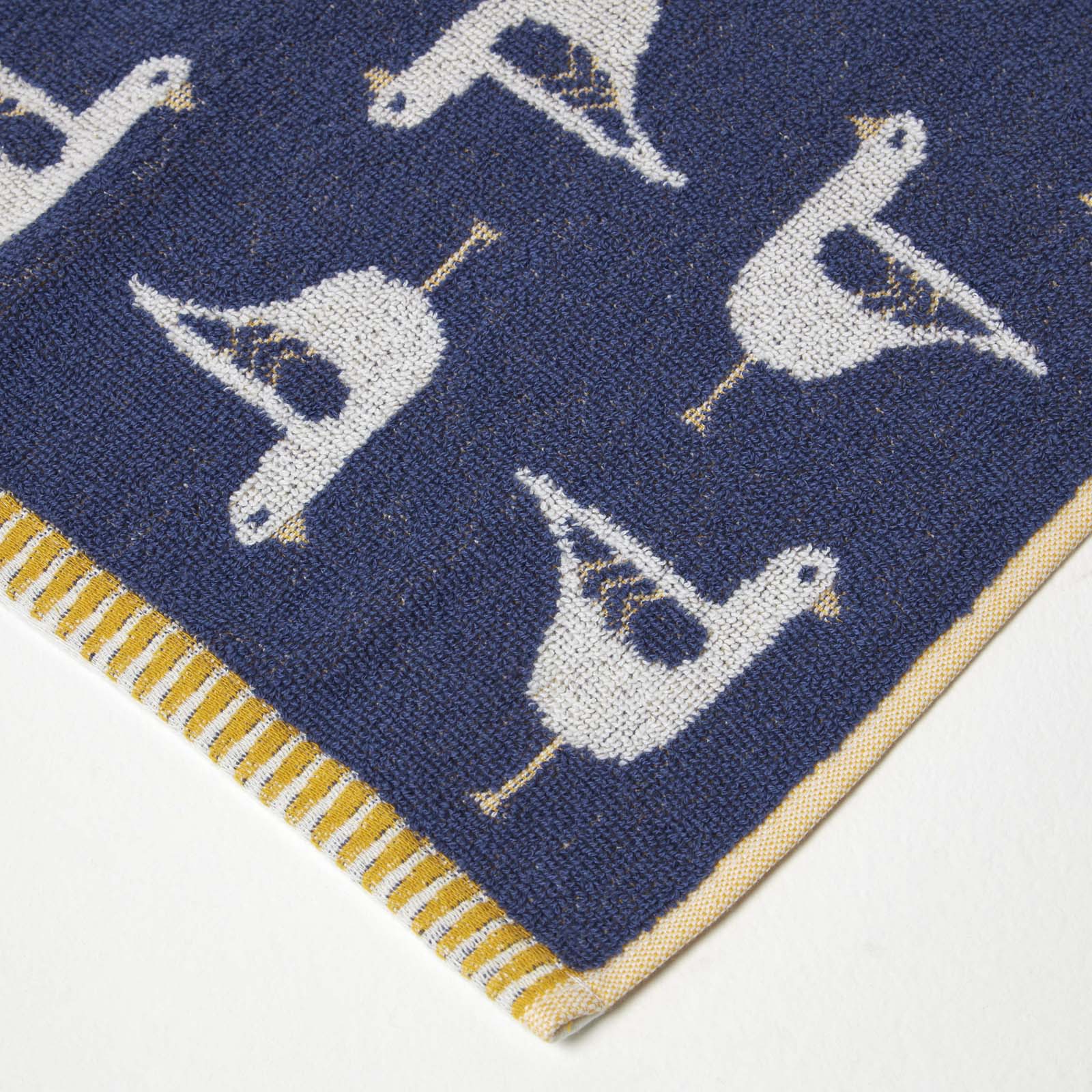 Seagull Pattern 100% Cotton Hand Towel | Hand Towel | Navy Blue