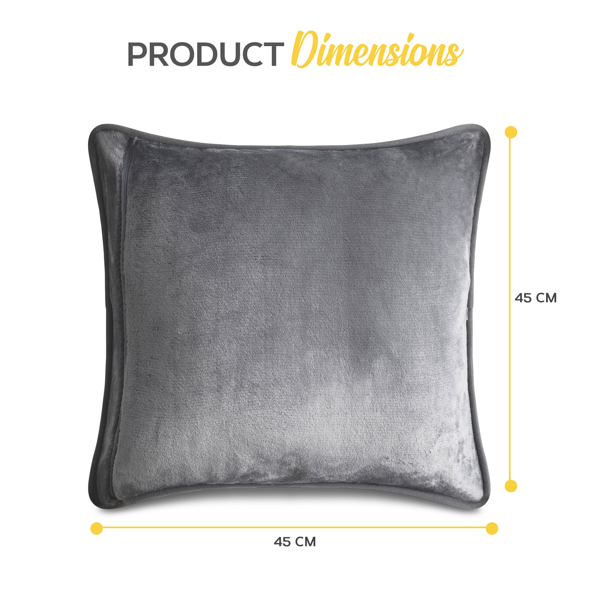Heated Pillow Grey Cushion - 3 Heat Settings - Detachable Controller | One Size | Grey