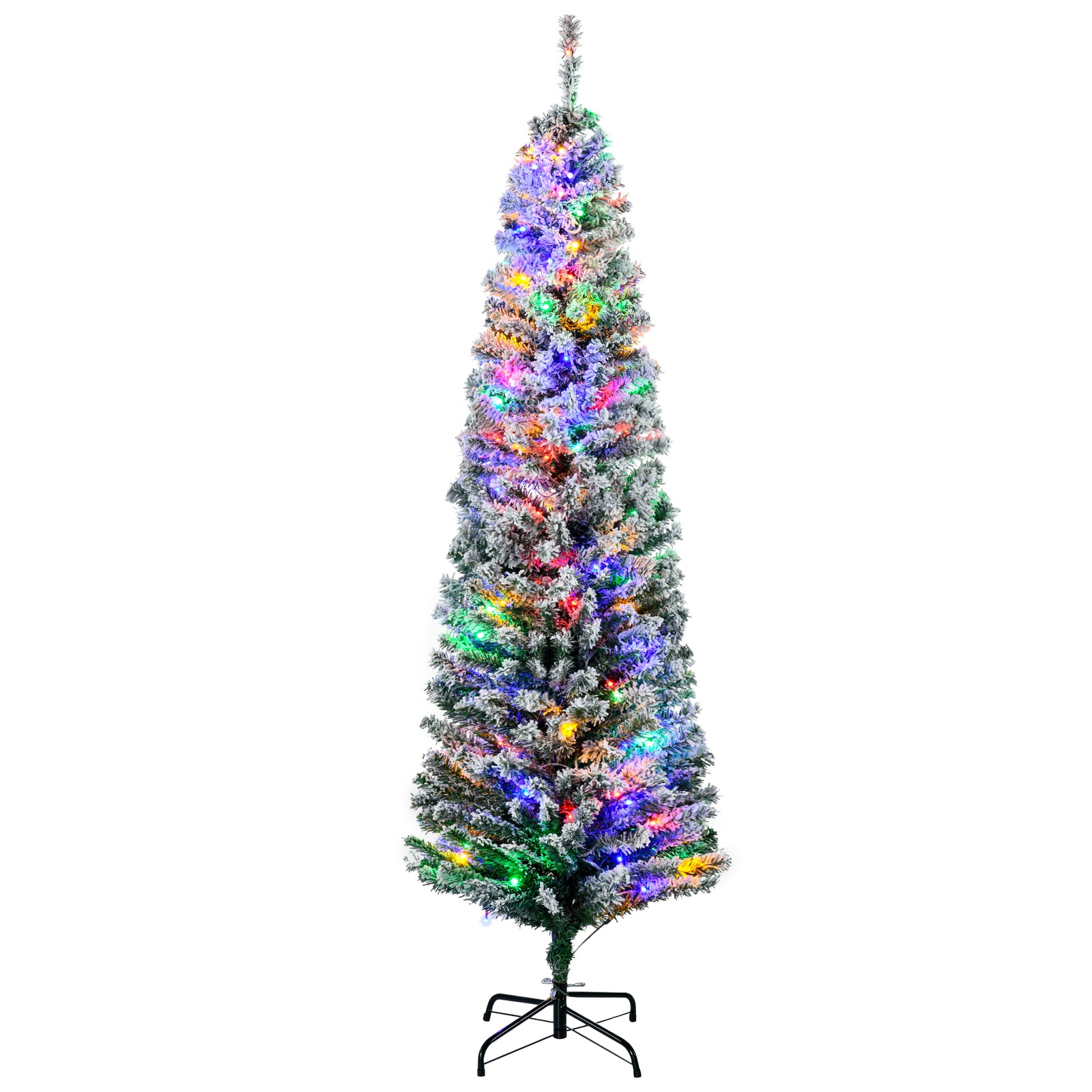 6/7/7.5ft Flocked Christmas Tree, Led Lights | 6ft | Green