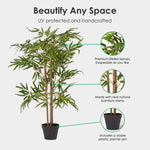 Artificial Green Handcrafted Tall Bamboo Tree In Black Pot, 100 Cm