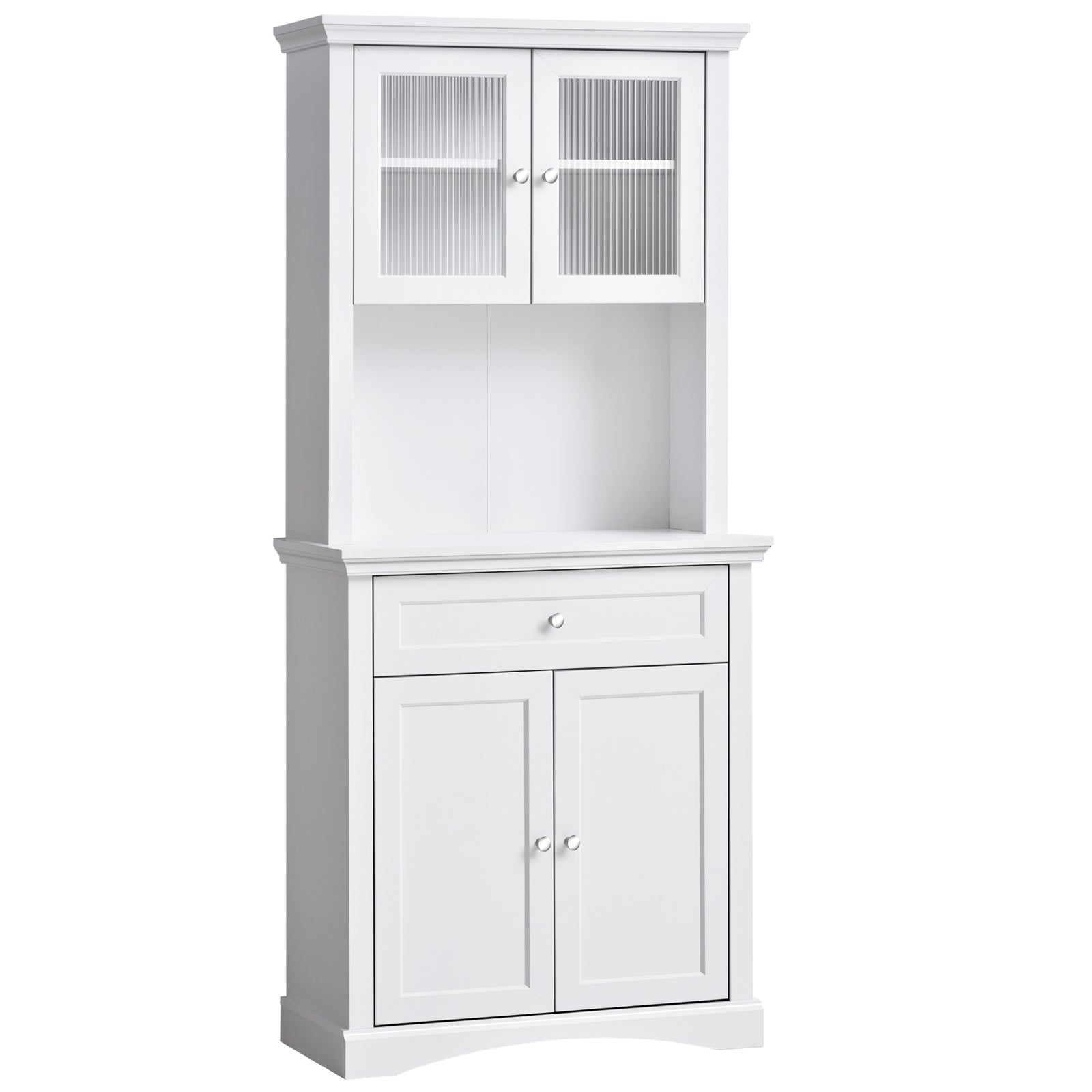 Tall Kitchen Cupboard With Glass Doors, Shelves