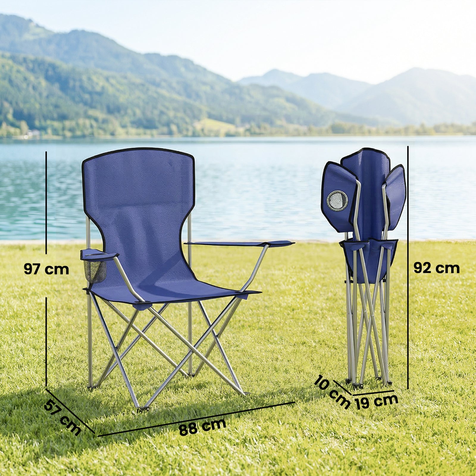 Camping Chair Set Of 2 Portable Folding | Blue