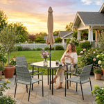 4 Seater Rattan Dining Set With Parasol | Grey