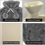 Dyzi 2l Hot Water Bottle With Soft Faux Fur Cover Charcoal Grey
