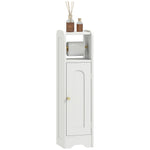 HOMCOM Toilet Roll Holder Slim Bathroom Cabinet With Adjustable Shelf White