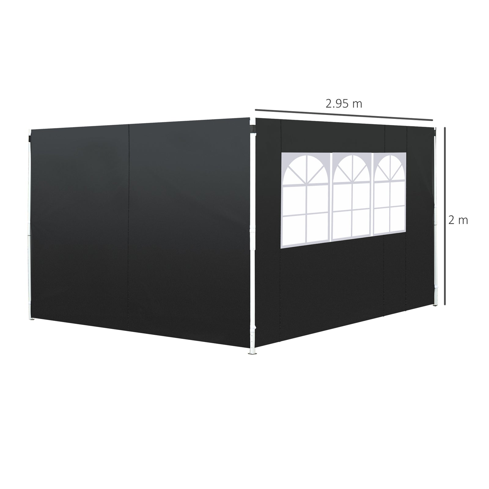 Gazebo Replacement Exchangeable Side Wall Panels W/ Window | Black