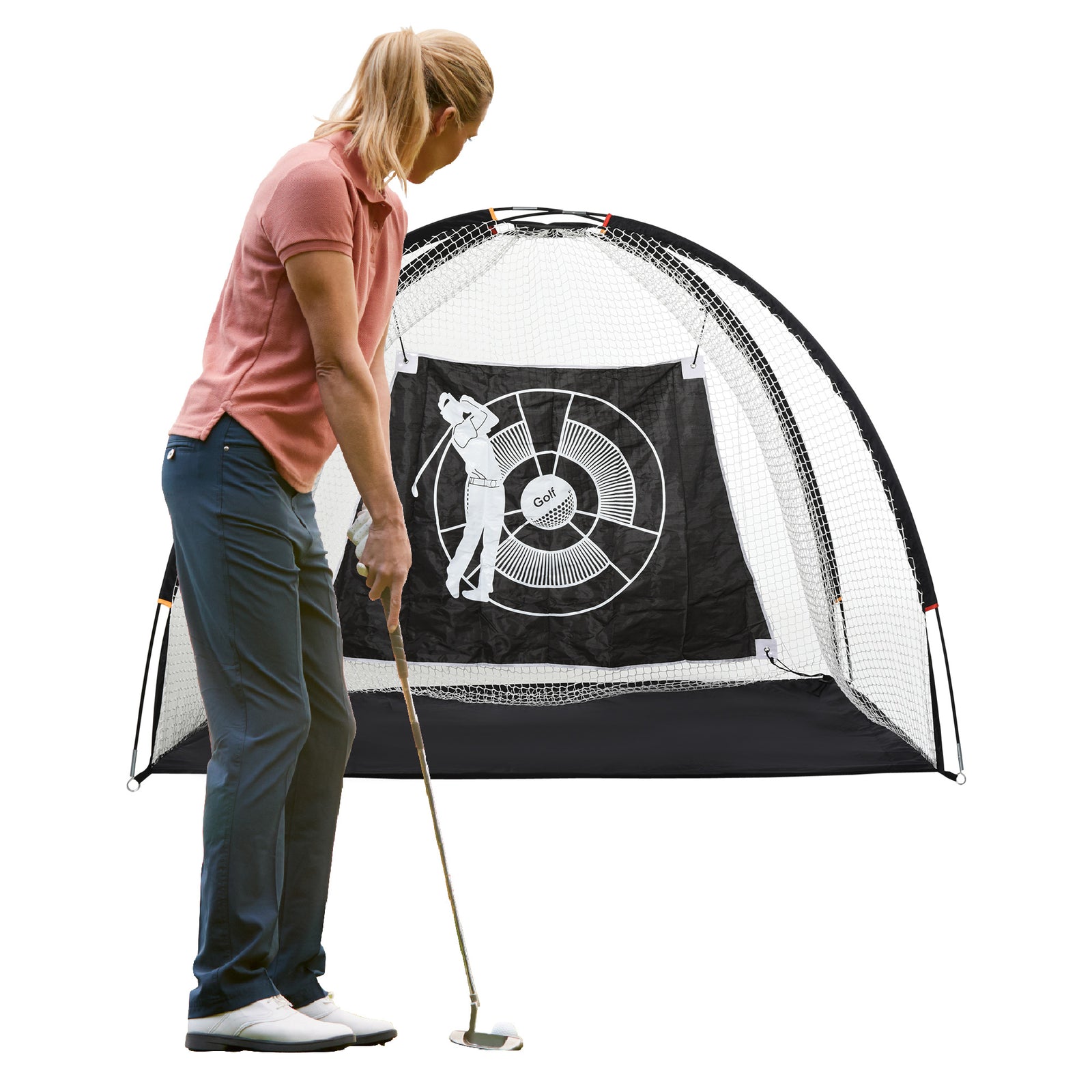 2m Golf Practice Net, Target Cloth, With Bag | Black