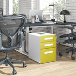 3 Drawer Modern Steel Filing Cabinet With 4 Wheels | One Size | Yellow
