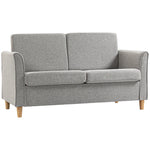 Double Seat Sofa Linen Upholstery Loveseat Couch Armrests | One Size | Charcoal Gray