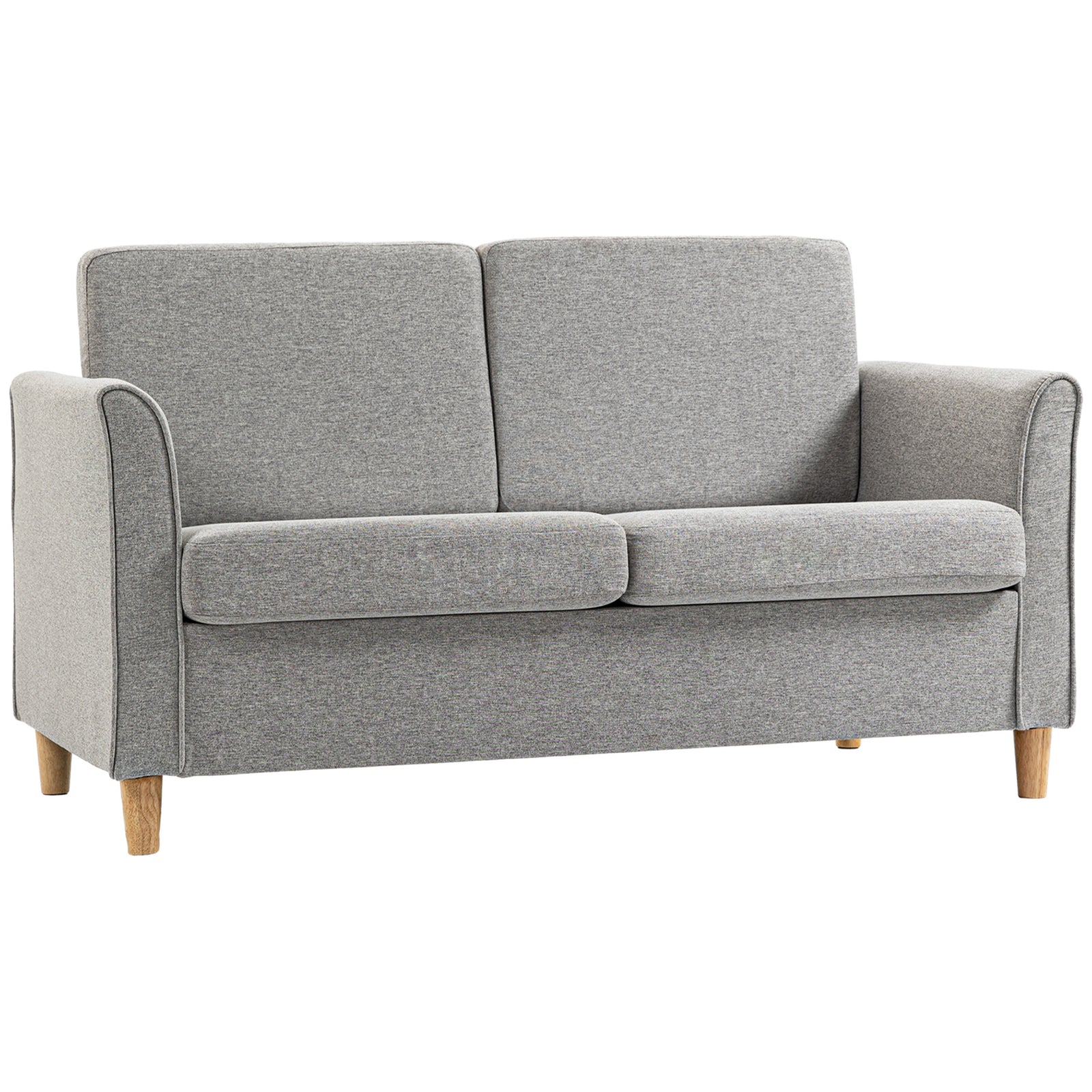 Double Seat Sofa Linen Upholstery Loveseat Couch Armrests | One Size | Charcoal Gray