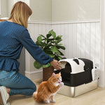 Xl Stainless Steel Litter Box Tray With Lid, Panda Style | Black