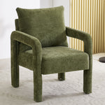 Chenille Upholstered Accent Chair With Lumbar Pillow | Green