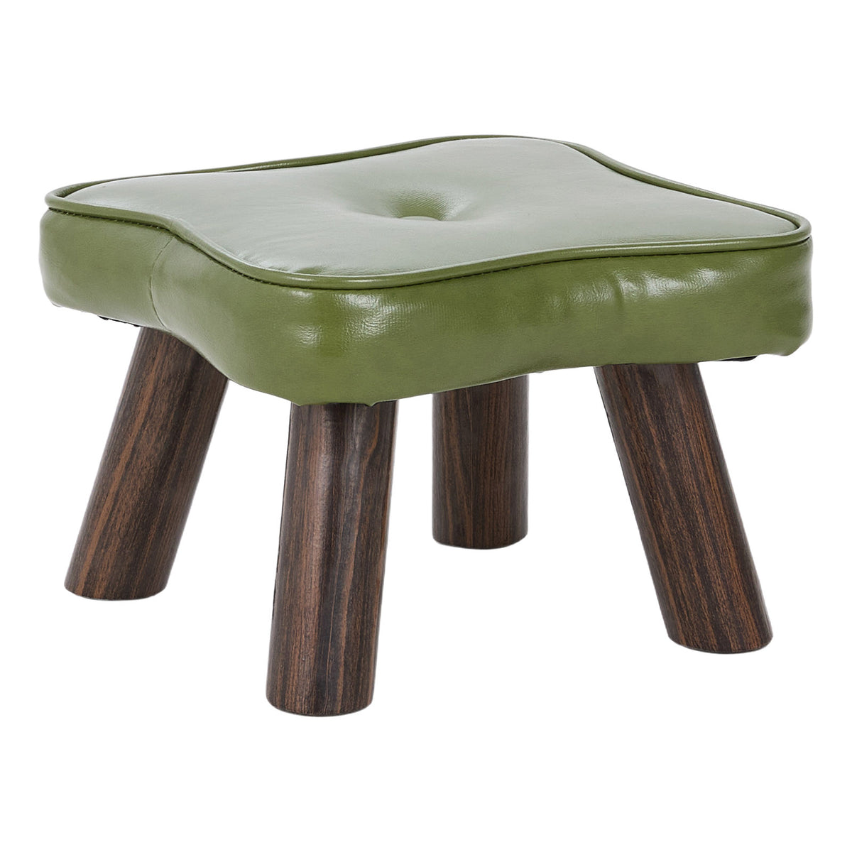 Pu Upholstered Footstool With Wooden Legs