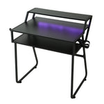 80cm W Gaming Desk With Cup Holder & Headphone Hook Sturdy Computer Table With Rgb Led Lights