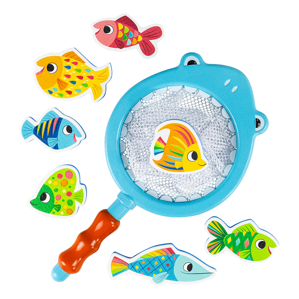 Shark Chasey (catch A Fish) Game - 8 Pcs Fishing Bath Toy