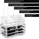 Glamsmacked Acrylic Makeup Organiser Clear 4 Drawer Storage For Cosmetics