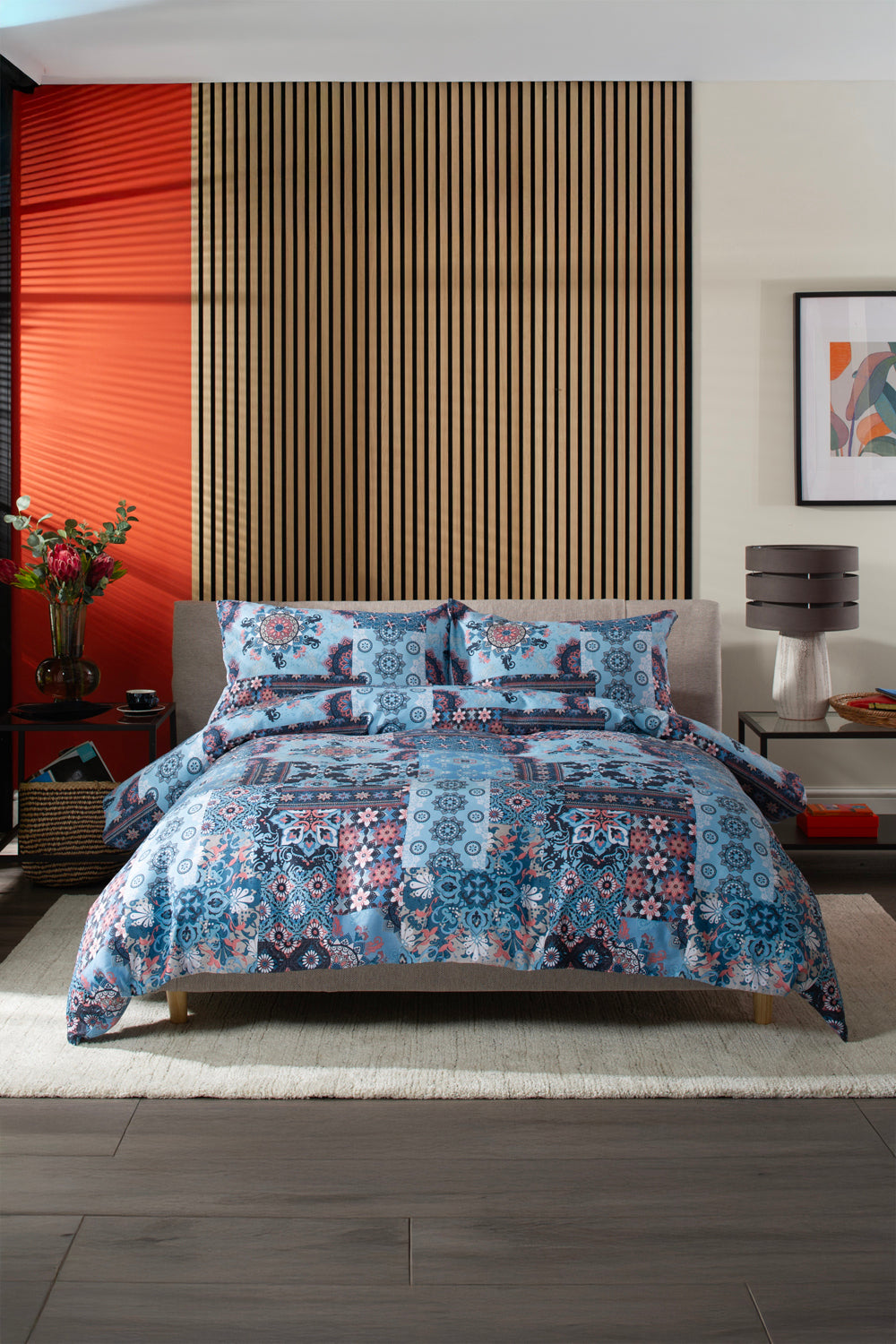 Printed 200 Thread Count Reversible Cotton Rich Jaipur Duvet Cover Set | Double | Blue