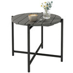 Outsunny 54 Cm Round Garden Table, Slatted Wood Top Outdoor Table, Dark Grey