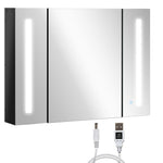 Led Bathroom Mirror Cabinet With Shelves High Gloss Black