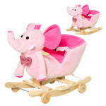 2-in-1 Baby Rocking Horse Ride On Elephant W/ Wheels Music | Pink