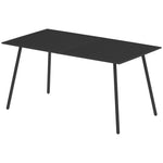 Garden Table For 4/6 Person W/ Slat Top, Steel | Large | Black