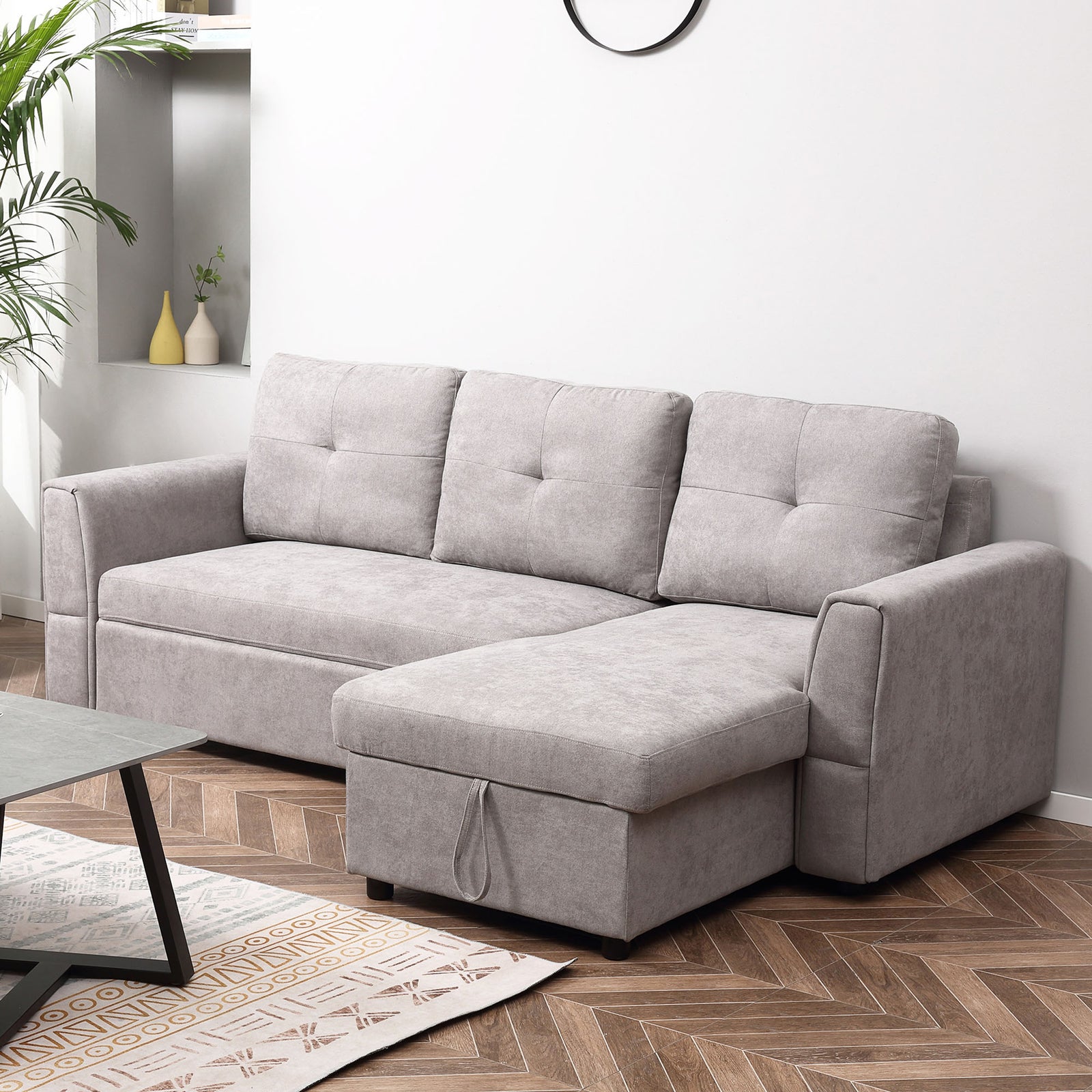 3 Seater Sofa Bed Convertible Pull Out Sofa With Storage | One Size
