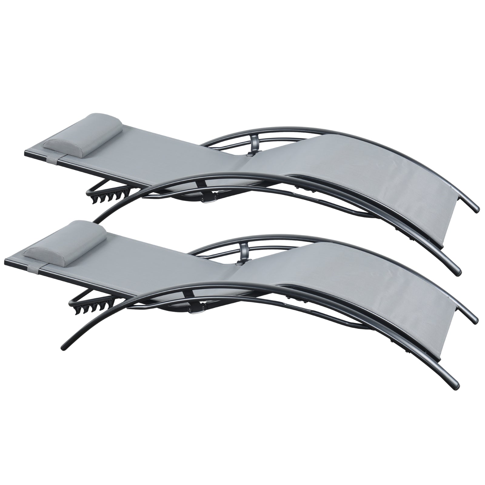 Pair Of Bali Sun Loungers | Set-of-2 | Grey