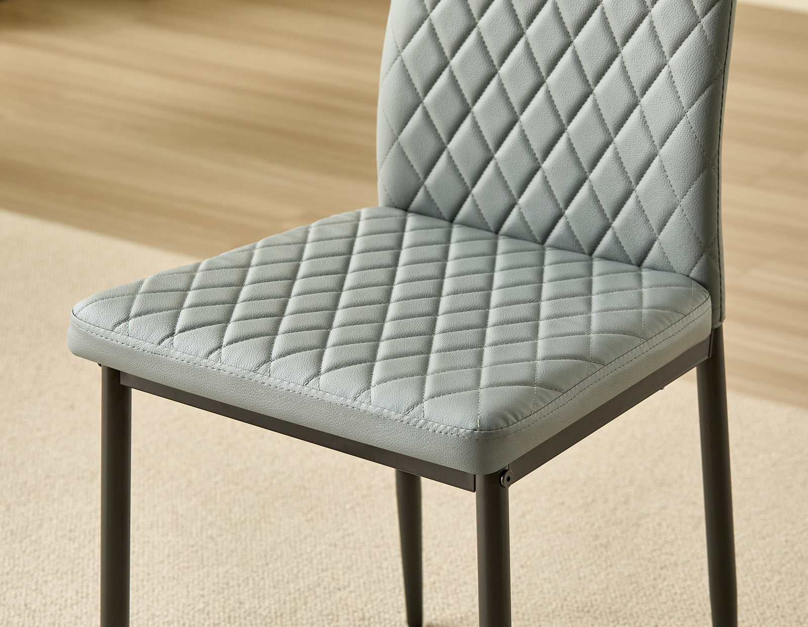 Set Of 4 Emily Faux Leather Dining Chairs - Modern Comfort And Style | Grey