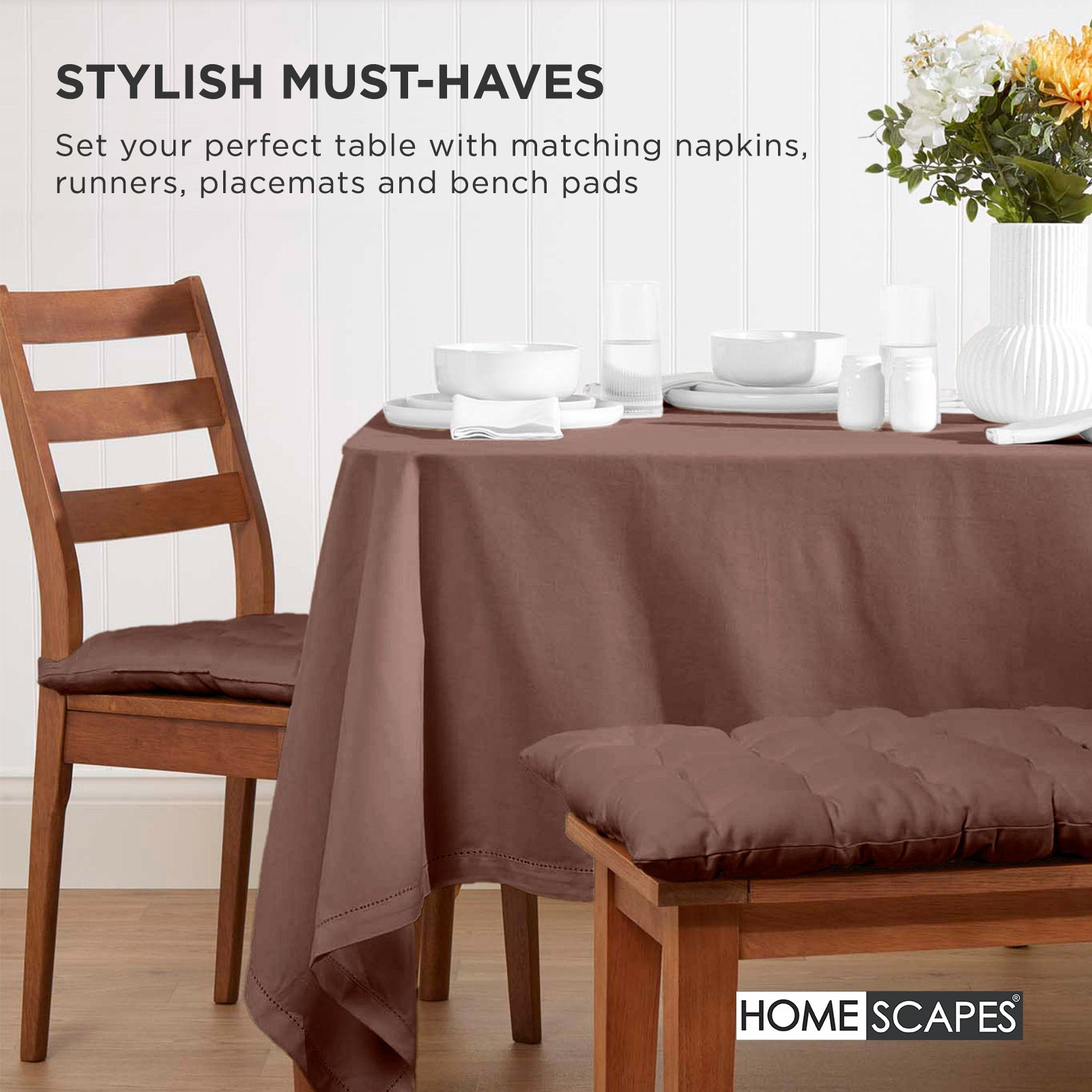 100% Cotton Seat Pads Plain Chair Cushions For Dining Room, Kitchen, Or Outdoor Garden Use | Set-of-6 | Chocolate