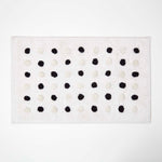 Tufted Cotton Bath Mat With Polka Dot Design | 50 x 80cm | Black & White