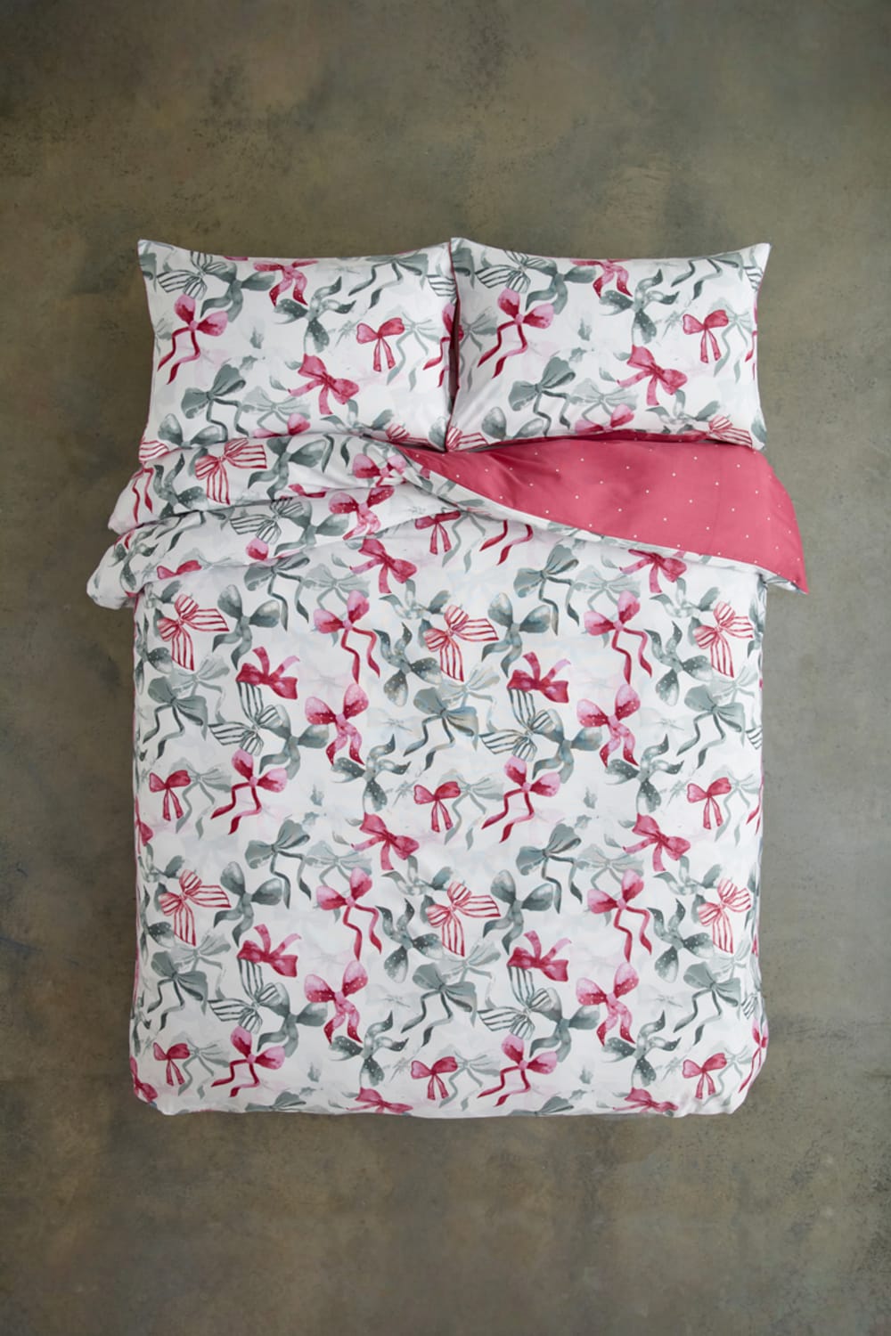 Bows Print Easycare Duvet Cover Set – 200tc Cotton Rich Soft Bedding | Super King | Pink