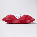 Cotton Cushion Cover With Hearts And Polka Dots Pattern | 60cm x 60cm | Red