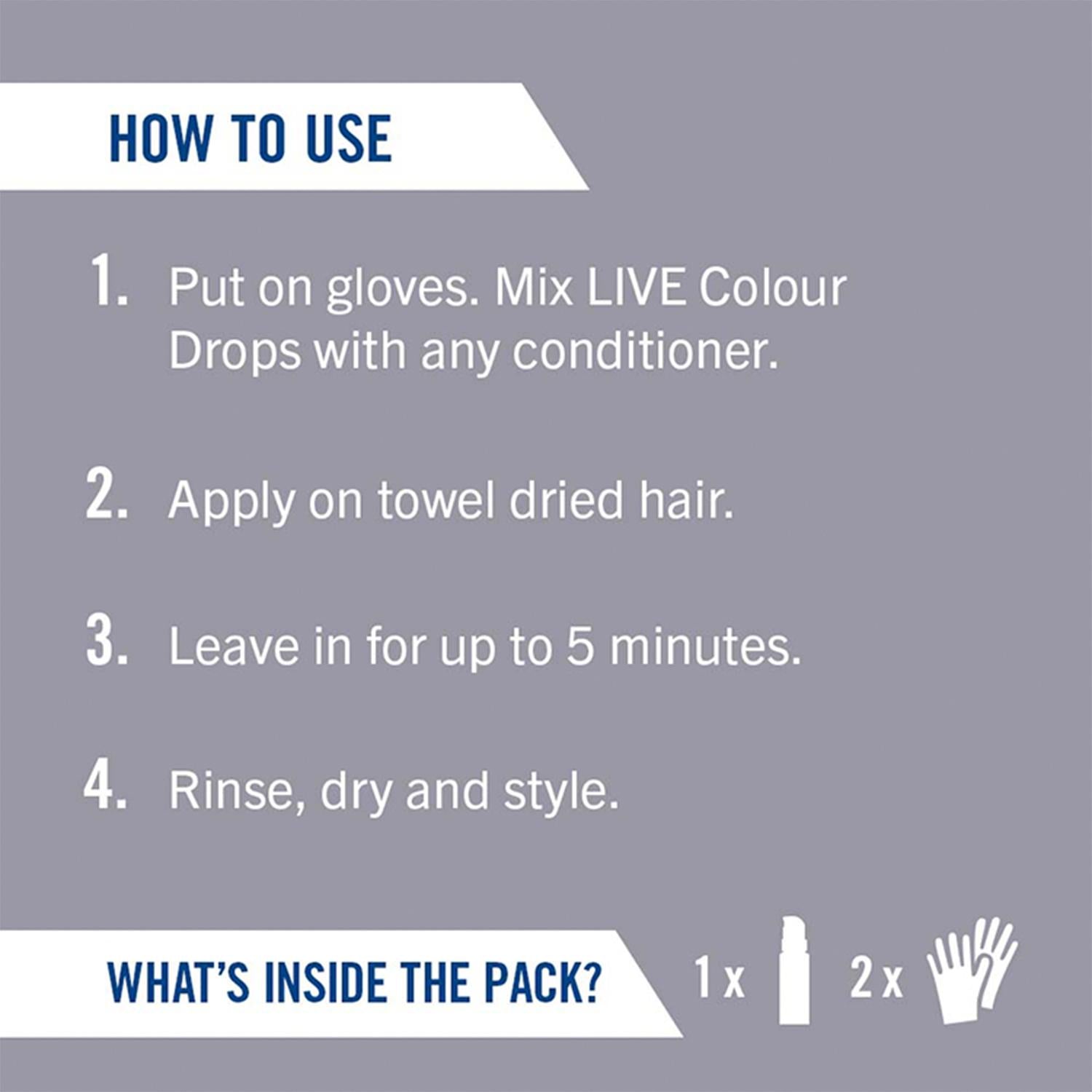 Live Colour Drops Semi-permanent Hair Dye, Ice Silver 3 Pack