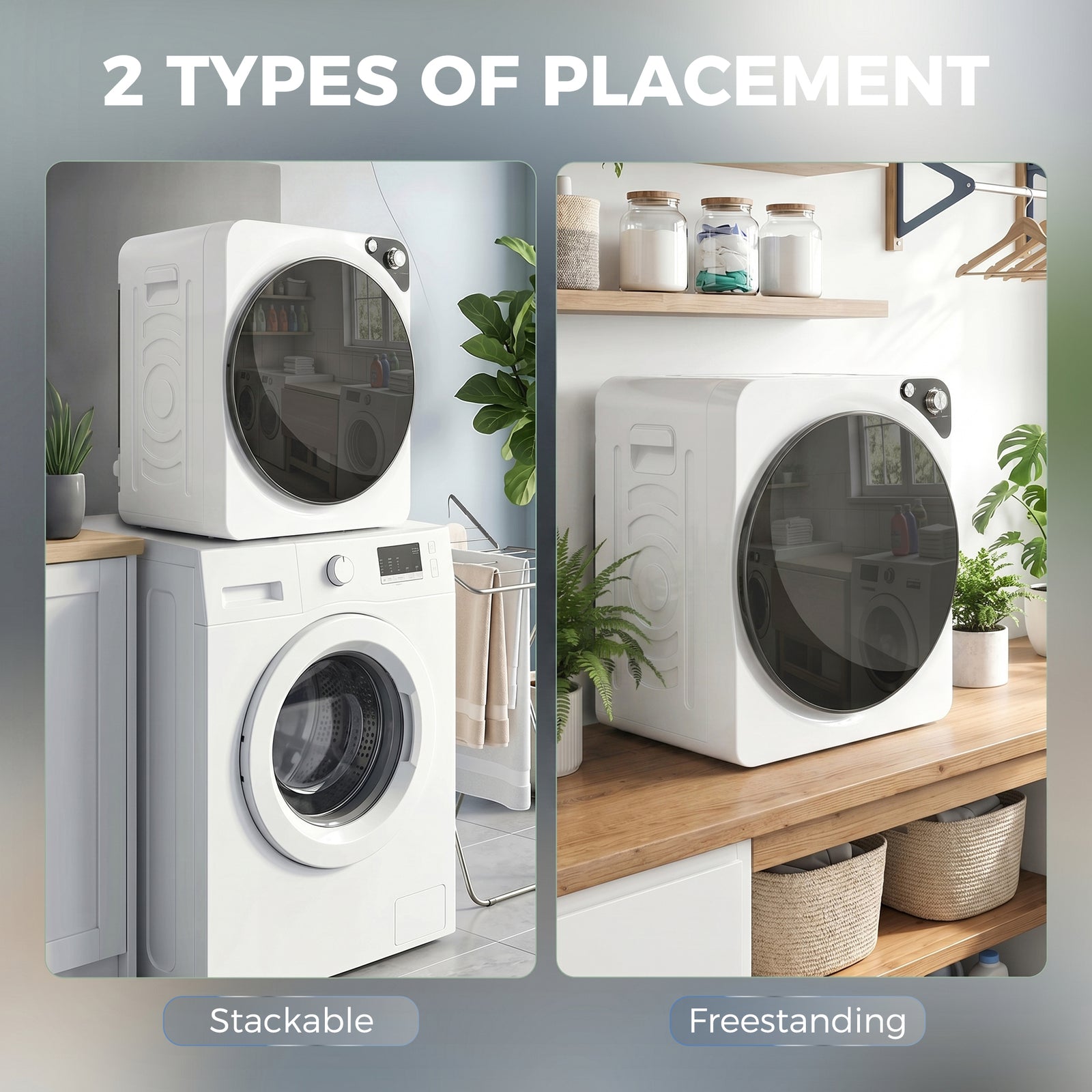 5kg Vented Tumble Dryer, Compact Dryer With 5 Drying Modes | White