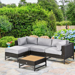 5 Pcs Rattan Corner Sofa W/ Plastic Top Table