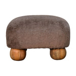 Solid Mango Wood Mocha Faux Fur Nordic Footstool