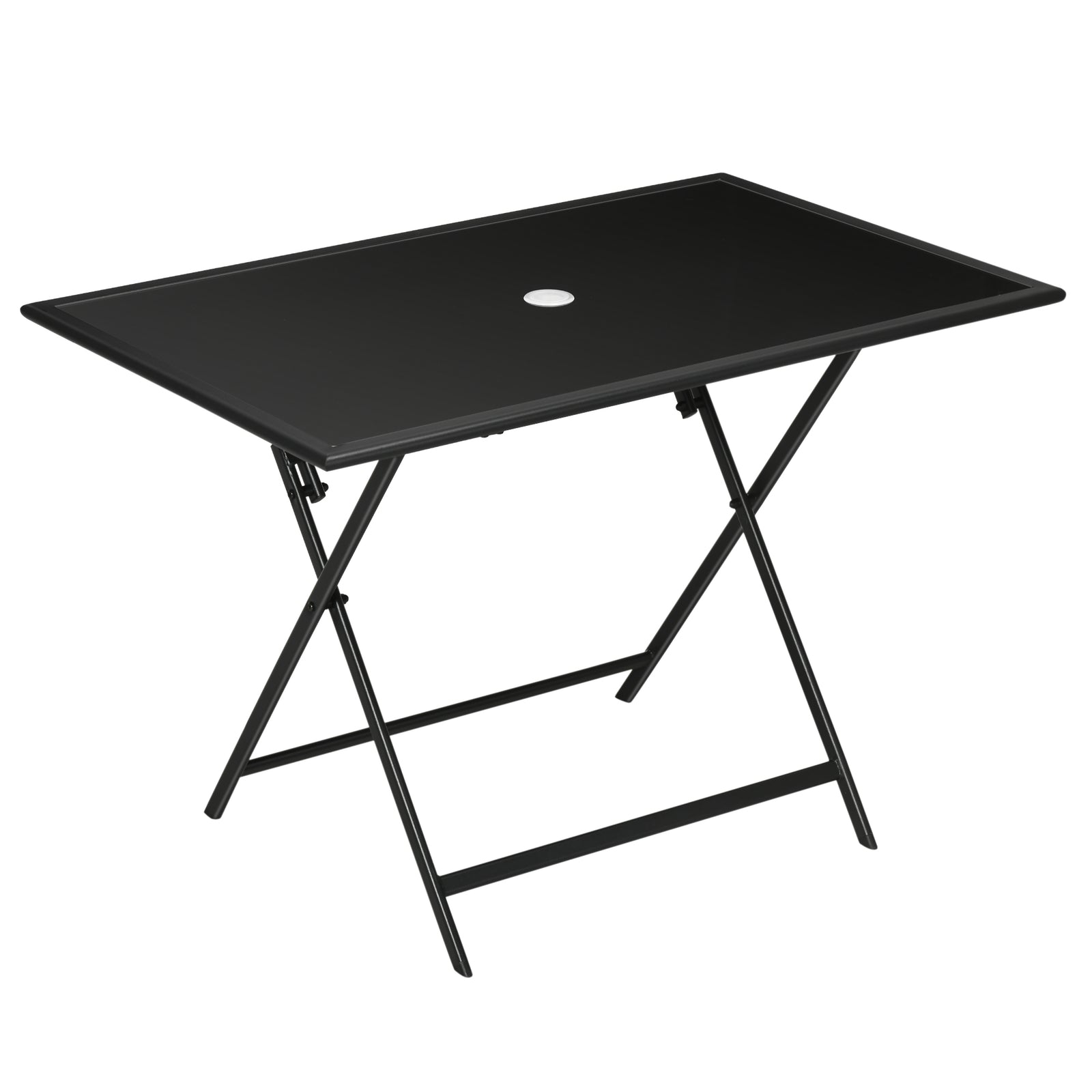 Folding Patio Dining Table W/ Parasol Hole