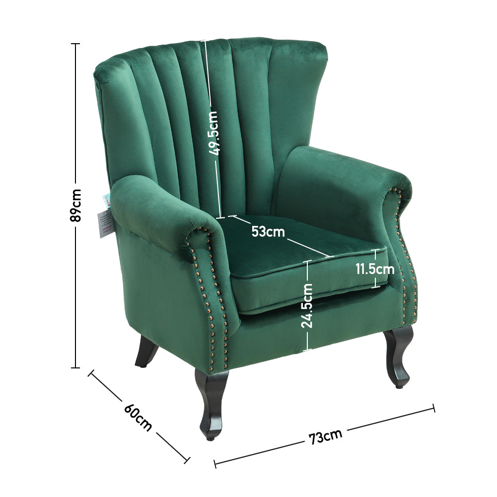 Velvet Channel Occasional Armchair Sofa Chair