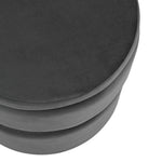 Upholstered Storage Ottoman Foot Rest With Gold Metal Ring 40cm Dia | Grey