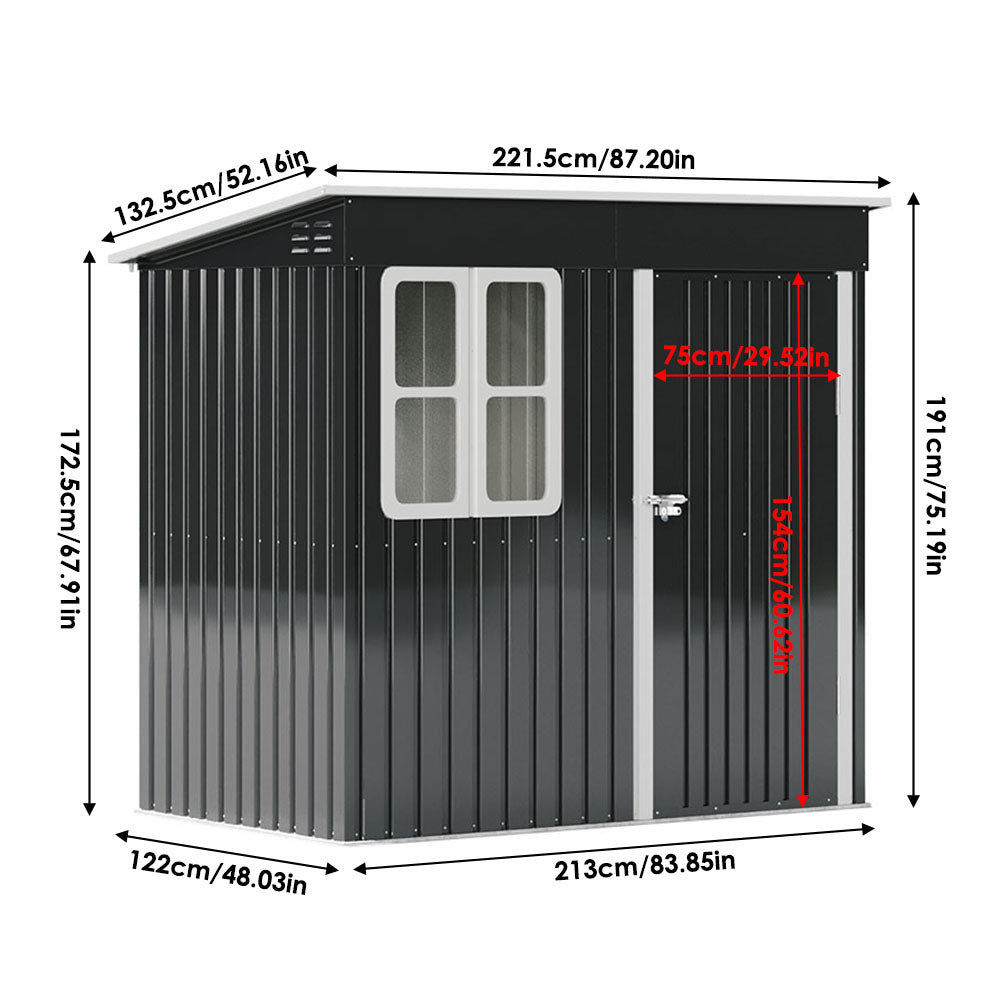 7.3x4ft Heavy Duty Outdoor Metal Garden Shed Lockable Weatherproof Storage Shed For Patio Or Backyard