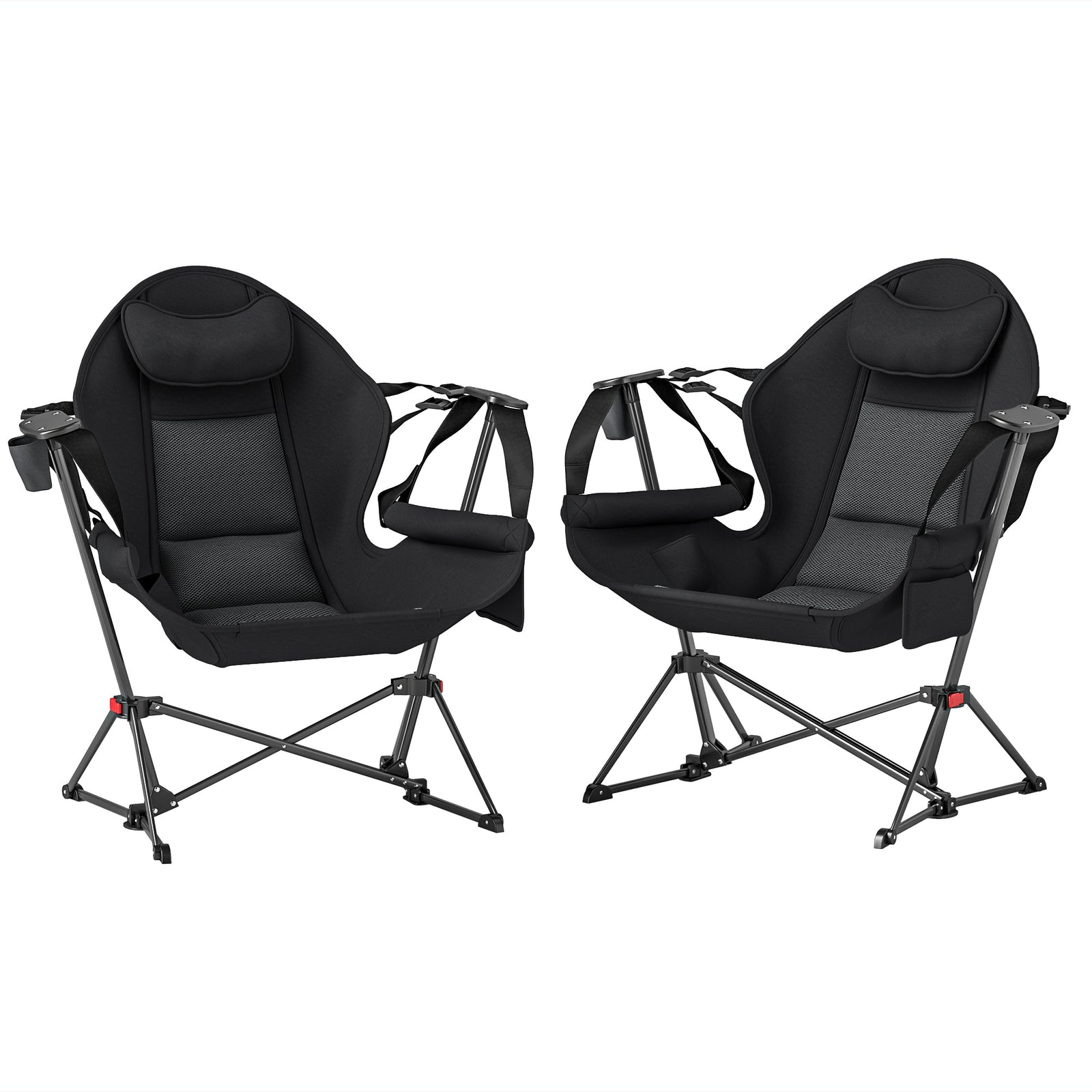 Hammock Camping Chair Set Of 2, Adjustable Back Camp Chair | Black