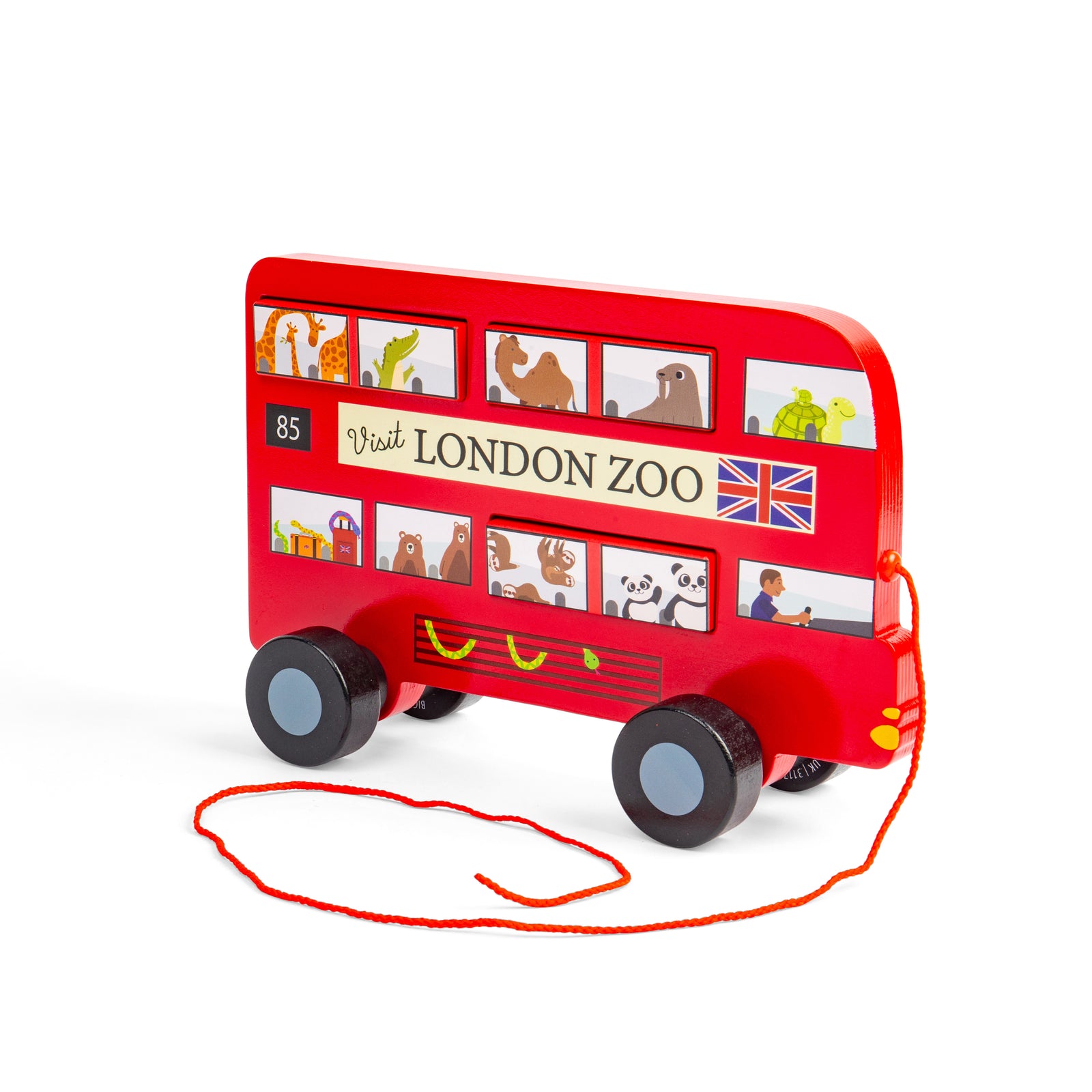 Wooden London Bus Pull Along Toy