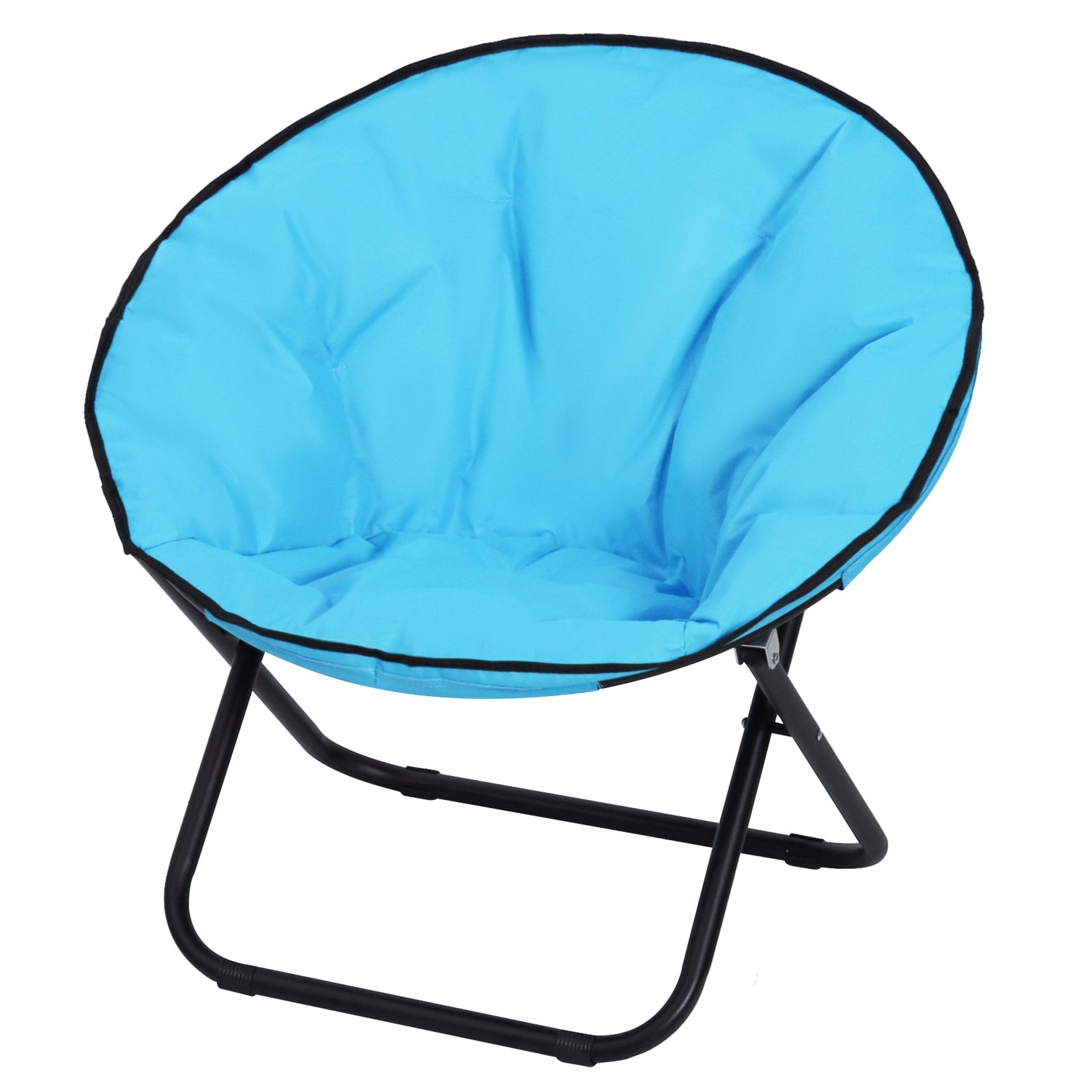 Folding Saucer Moon Chair Oversized Padded Seat Round Oxford | Blue