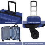 Set Of 3 Hard Shell Suitcases Overhead Carry On Cabin Bag & Check In 20kg+ Medium And Large Bag. | Set of 3 | Navy Blue