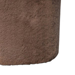 Solid Mango Wood Mocha Faux Fur Mushroom Footstool